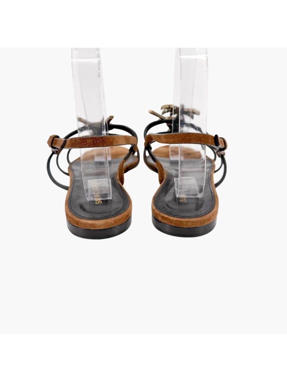 Saint Laurent Cassandra YSL Palm Tree Brown Suede Flat Sandals Size 40 US 10 - Picture 8 of 14